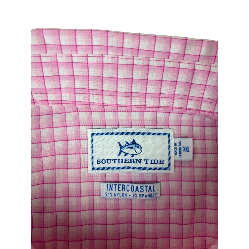Southern Tide Intercoastal Mens XXL Pink White Performance Button Down Shirt